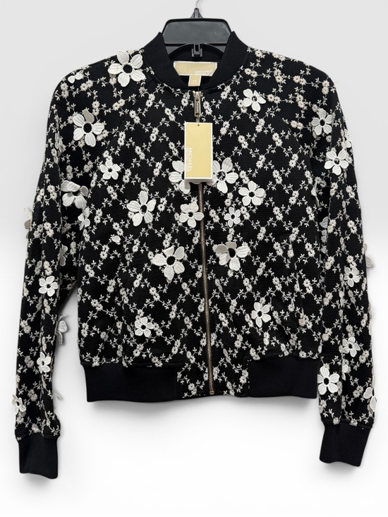 Michael Kors Jackets & Blazers - NWT Michael Kors Black Bomber Jacket w White Floral Embroidery Women’s XS — $295